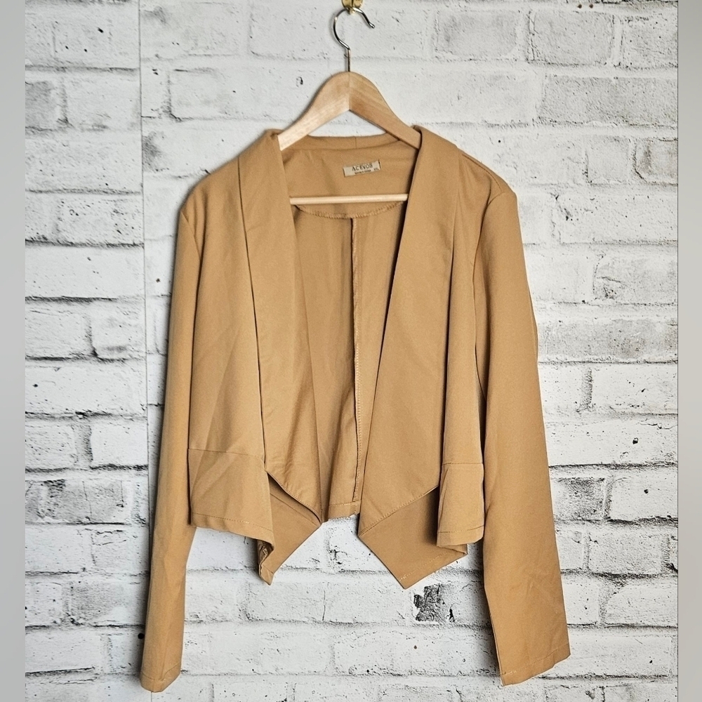 Acevog Tan Open Front Blazer Women’s XXL Draped Business Casual